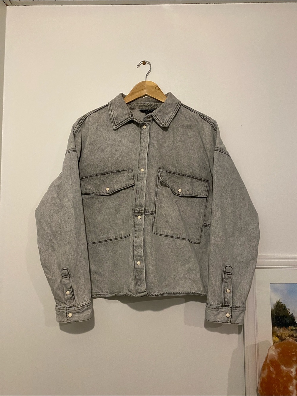 Boxy Denim Gray Jacket - Women’s